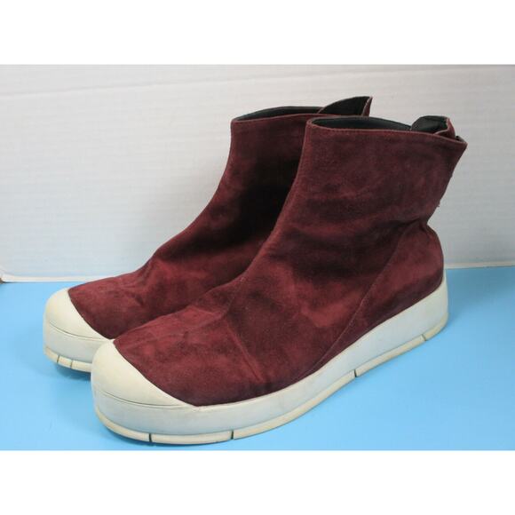 A7EIJE women's suede zip up boots /High tops Plum Burgandy -size M - Picture 3 of 10